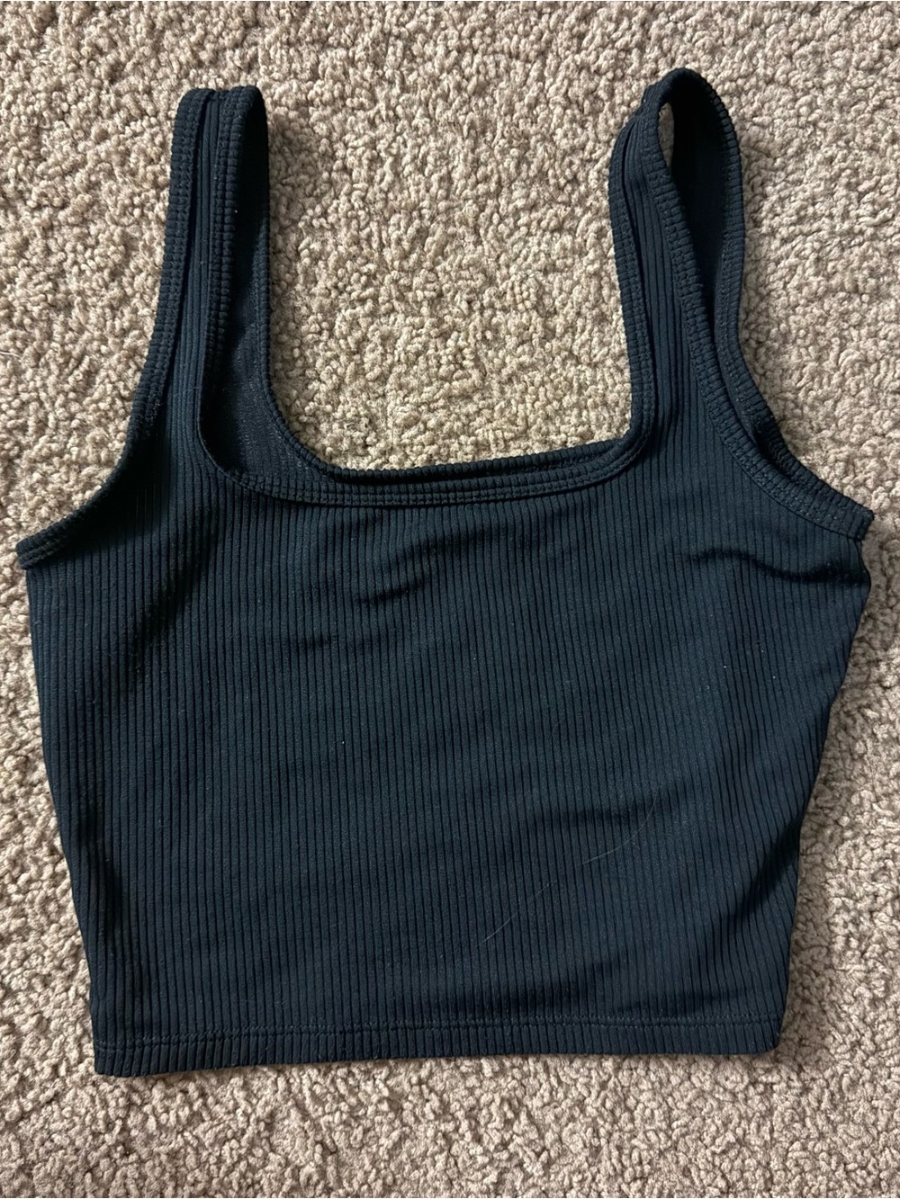 Hollister Black Ribbed Square-Neck Crop Tank